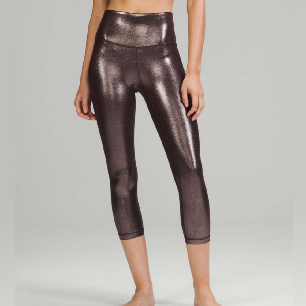 Lululemon Radiate Align Cropped Leggings Metallic 12